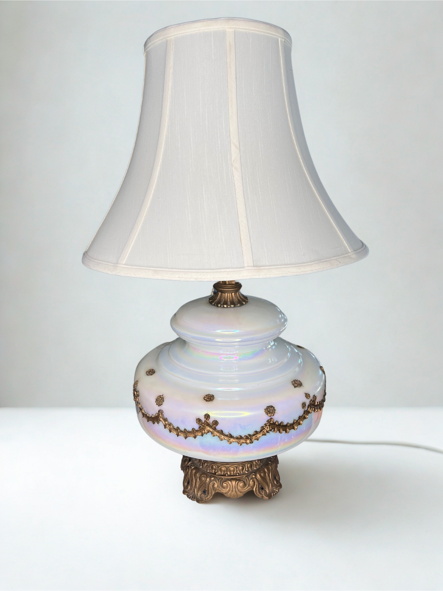 Iridescent Opaline Table Lamp – 29” Tall