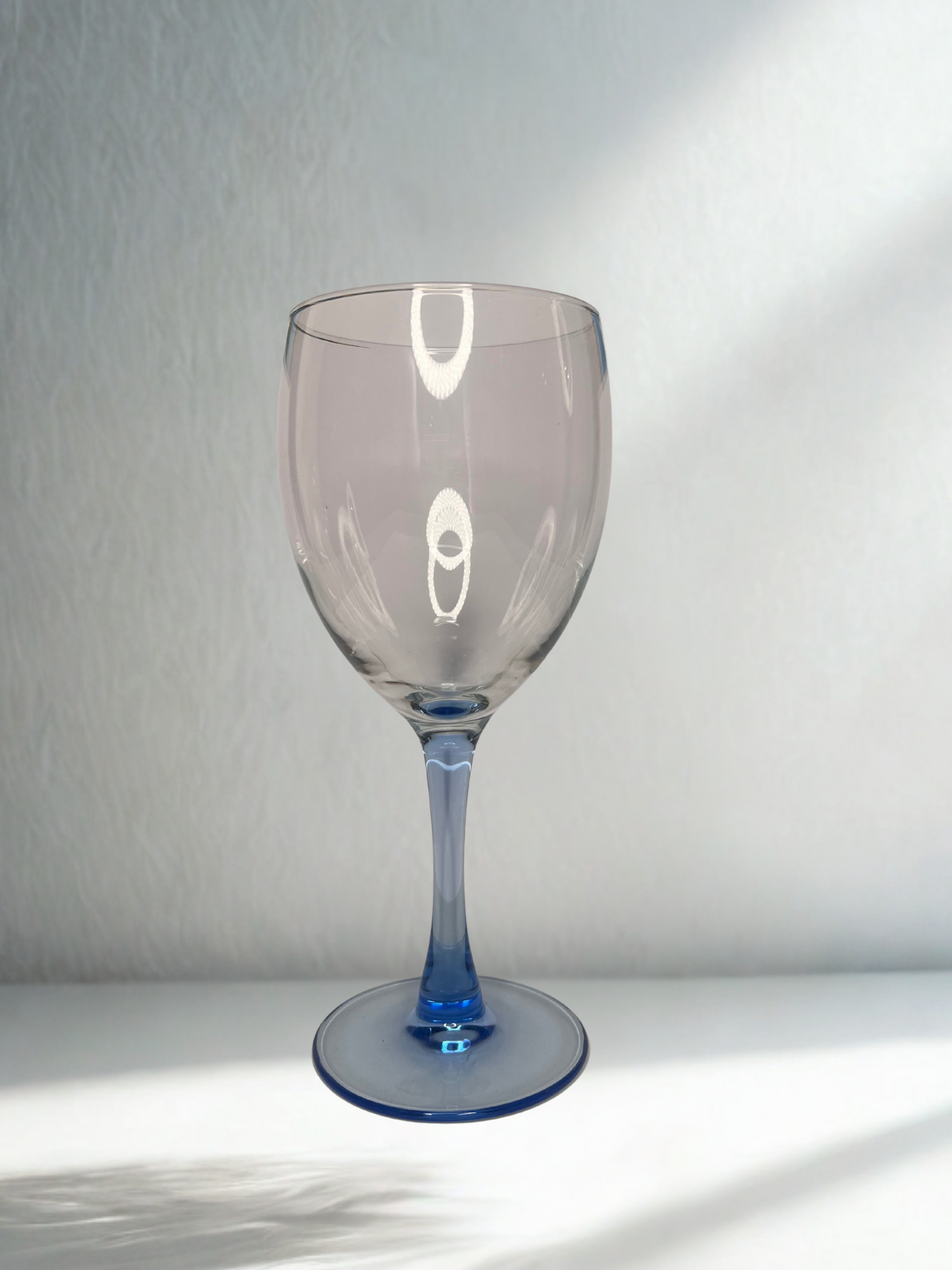 Clear Goblet with Blue Stem Base