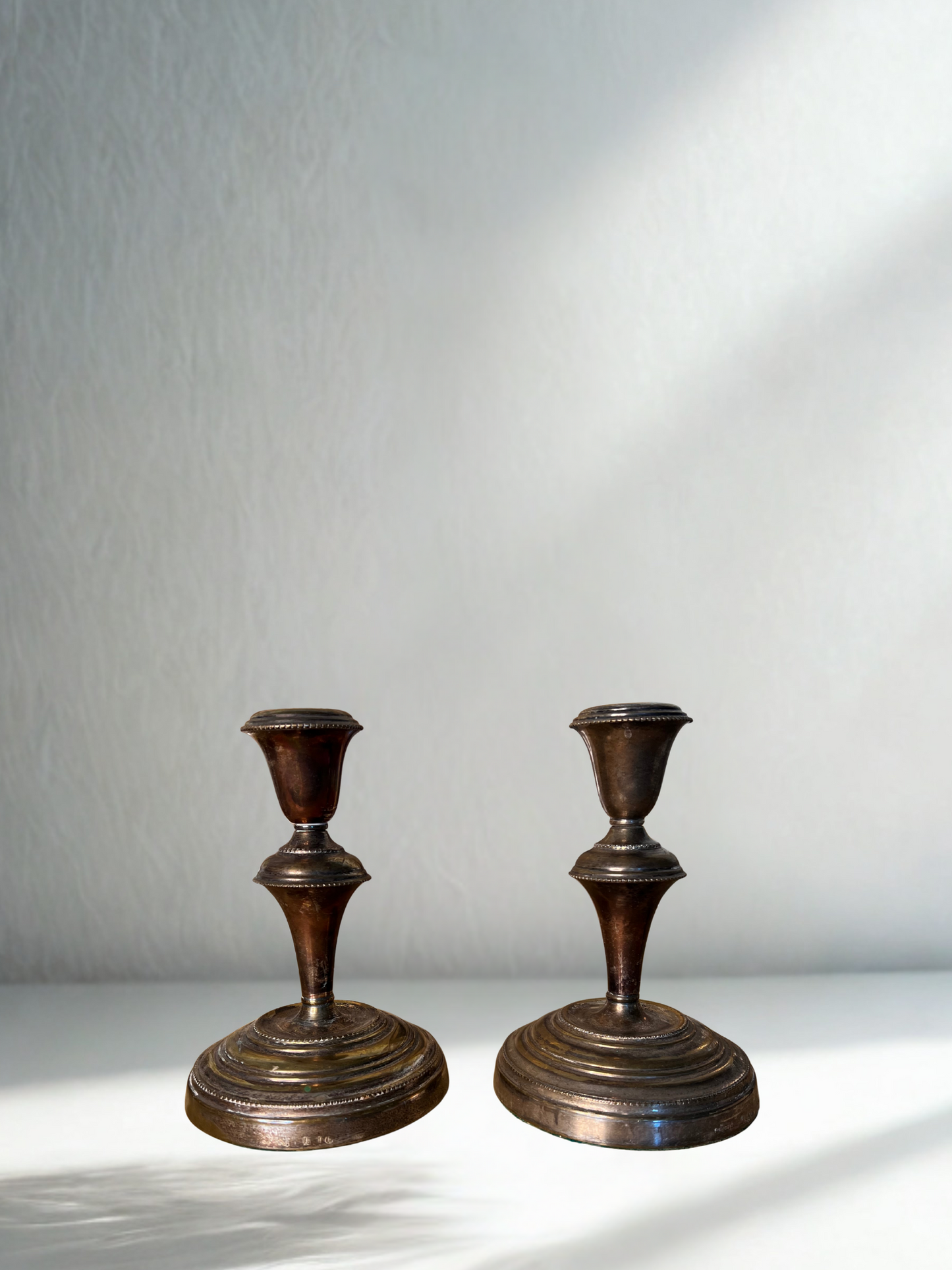 Pair of Vintage Silver-Plated Candle Holders
