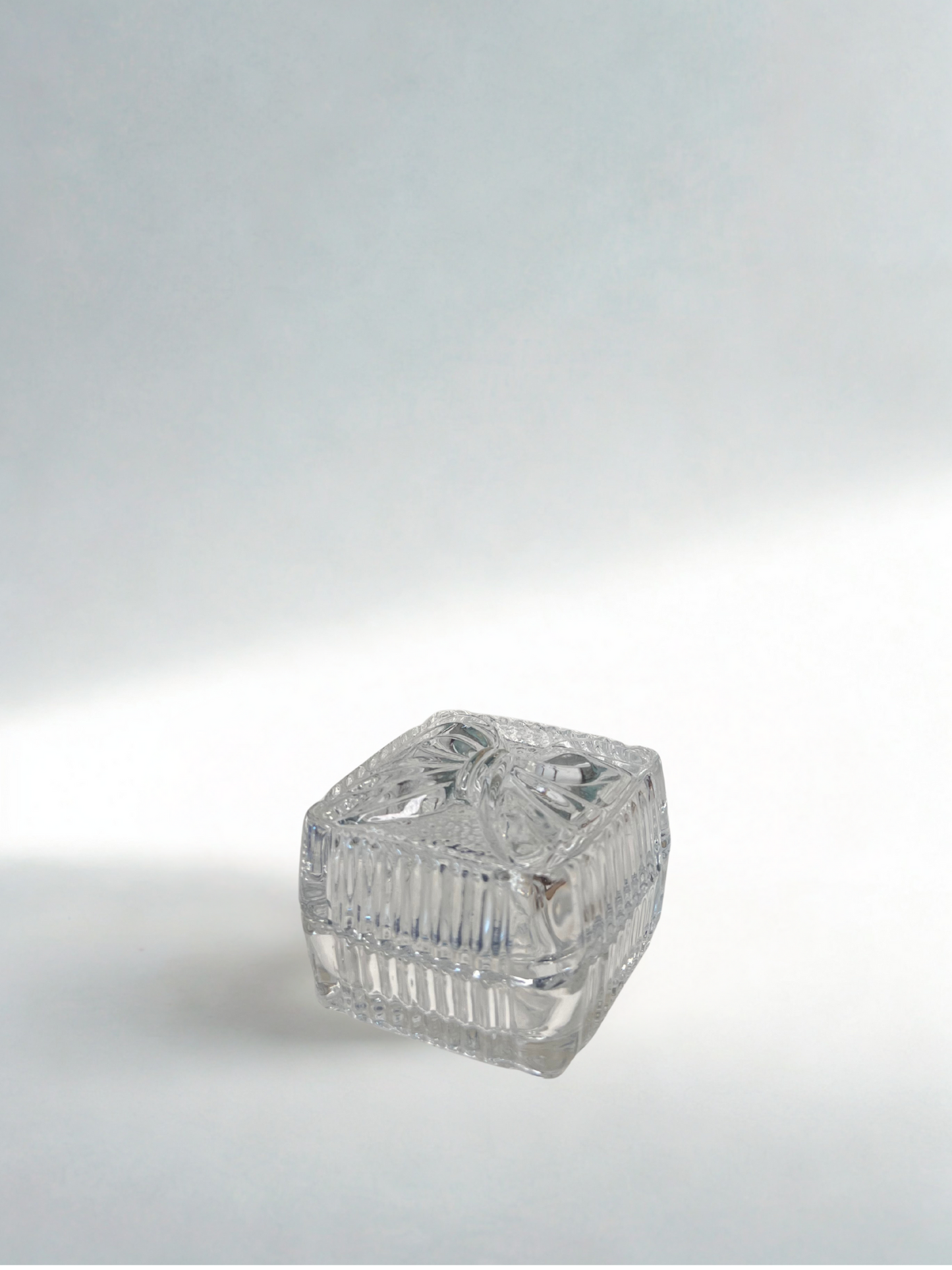 Vintage Cut Glass Trinket Box with Bow Lid