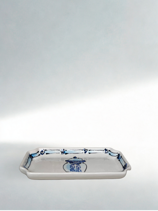 Blue & White Ginger Jar Motif Tray – Hand-Painted Ceramic