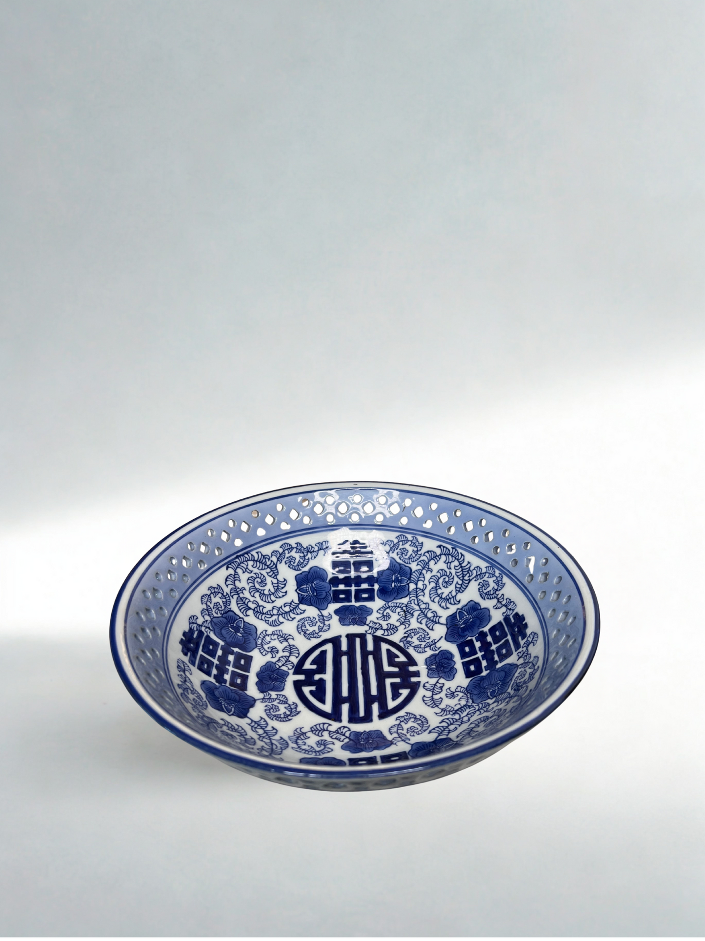 Blue & White Reticulated Porcelain Bowl