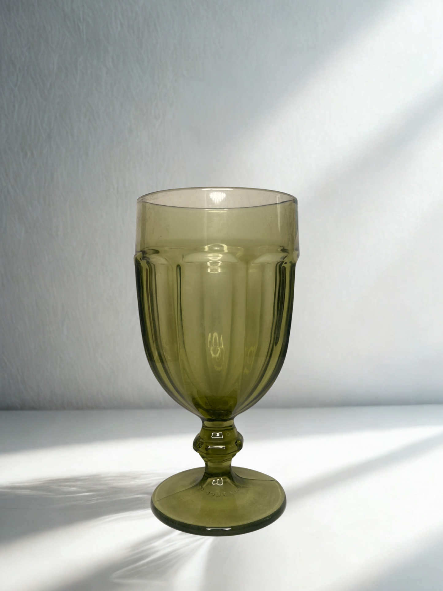 Olive Green Fluted Goblet
