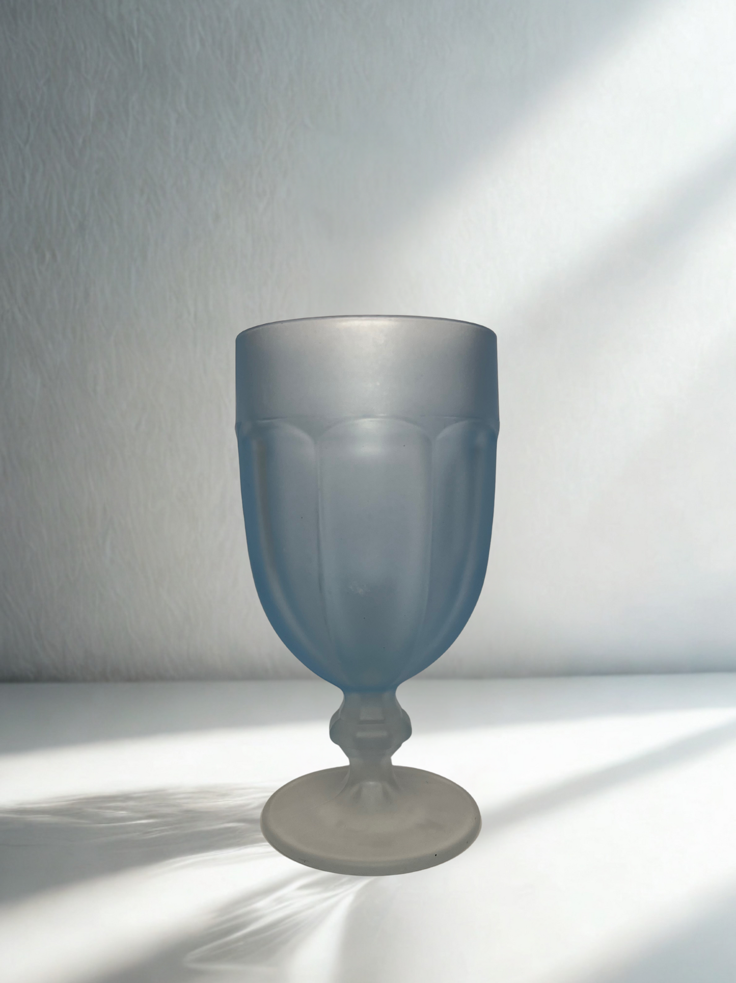 Frosted Blue Fluted Goblet