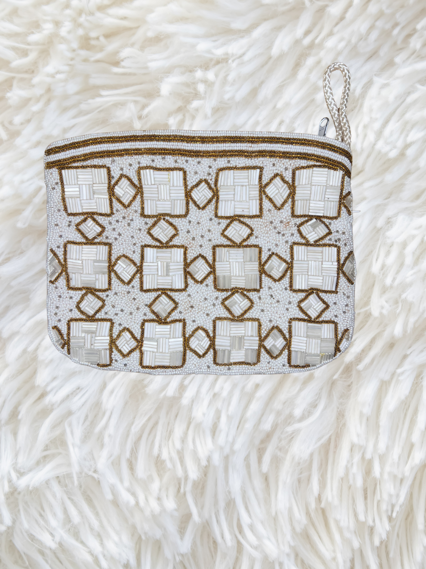 Vintage Beaded Clutch with Geometric Pattern