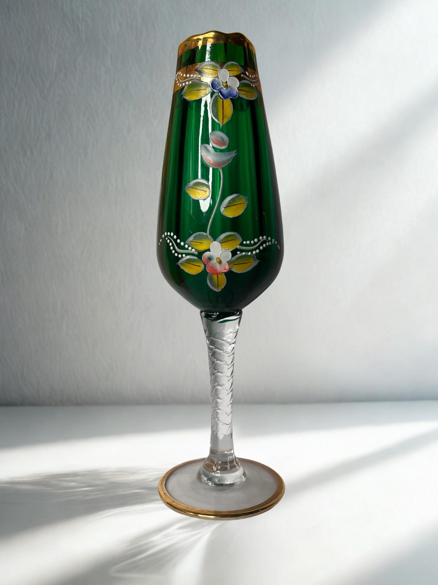 Emerald Green Floral Enamel Goblet