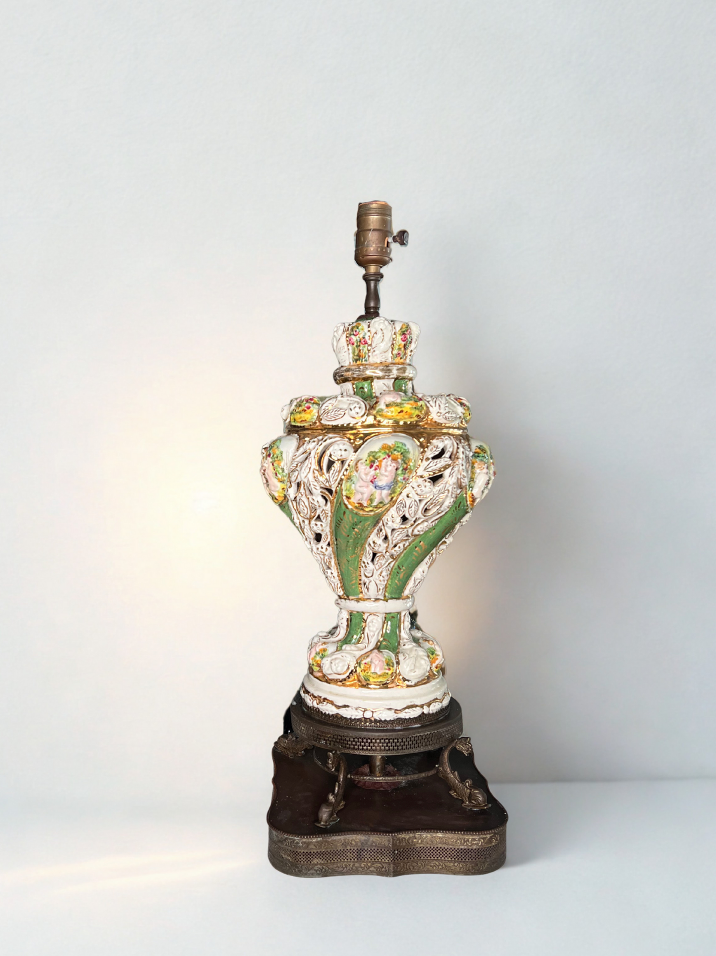 Baroque Capodimonte Style Porcelain Table Lamp - 33 tall