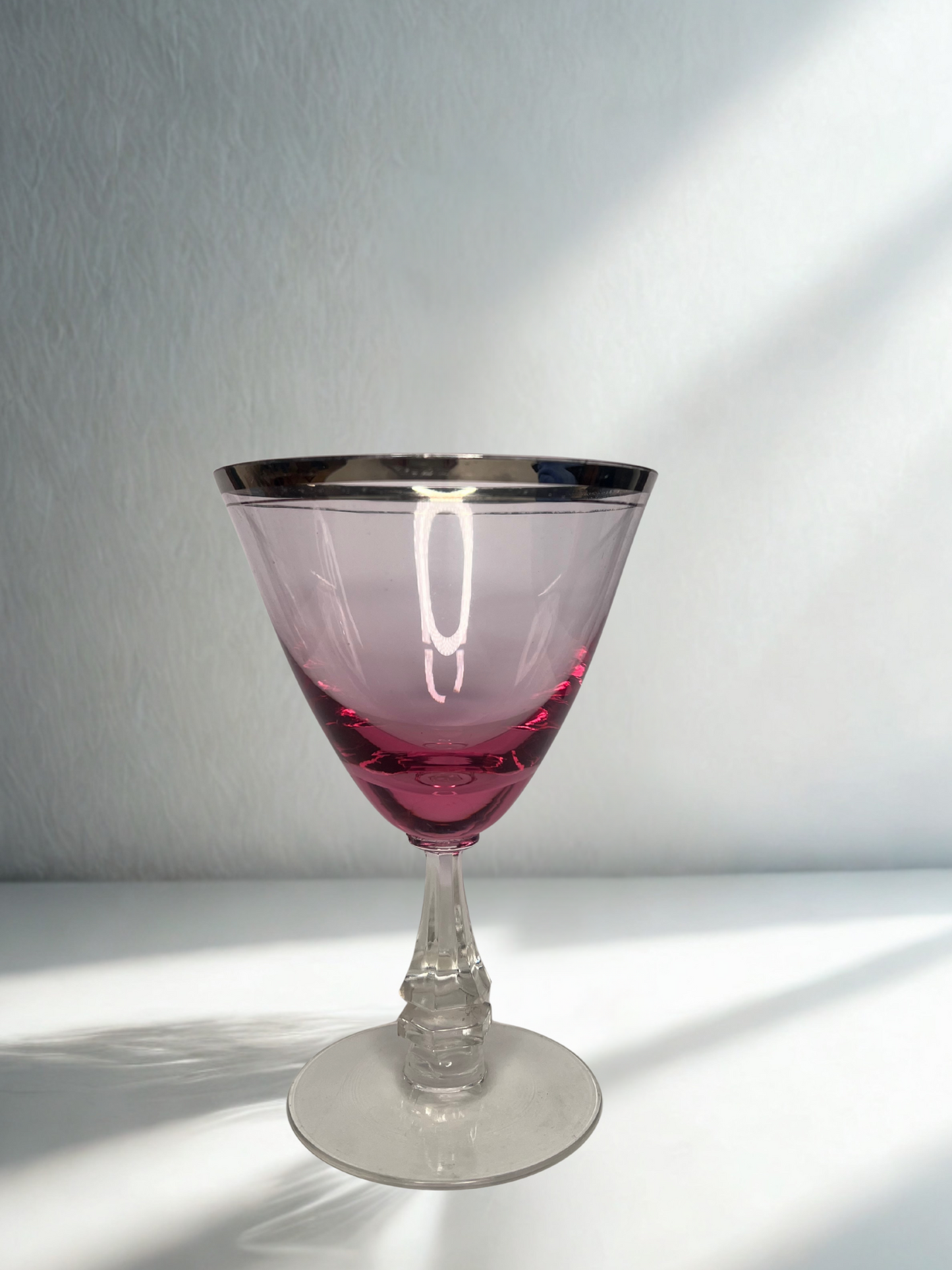 Pink Martini Glass with Silver Rim