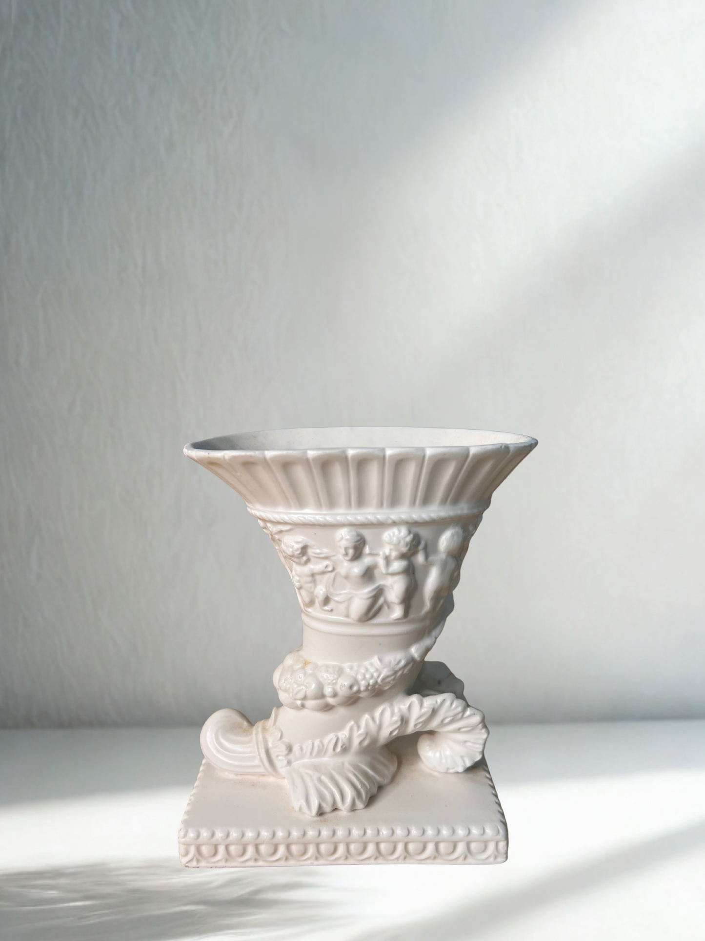 Vintage White Ceramic Neoclassical Urn
