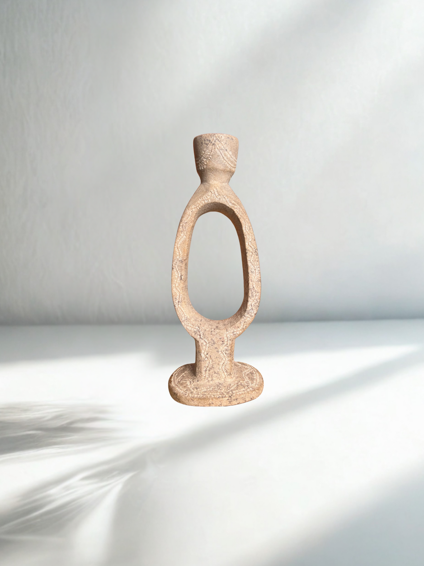 Vintage Textured Stone Candle Holder