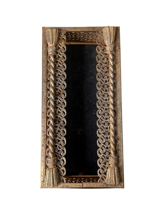 Vintage Ornate Brass Filigree Box with Claw Feet – Decorative Trinket Holder