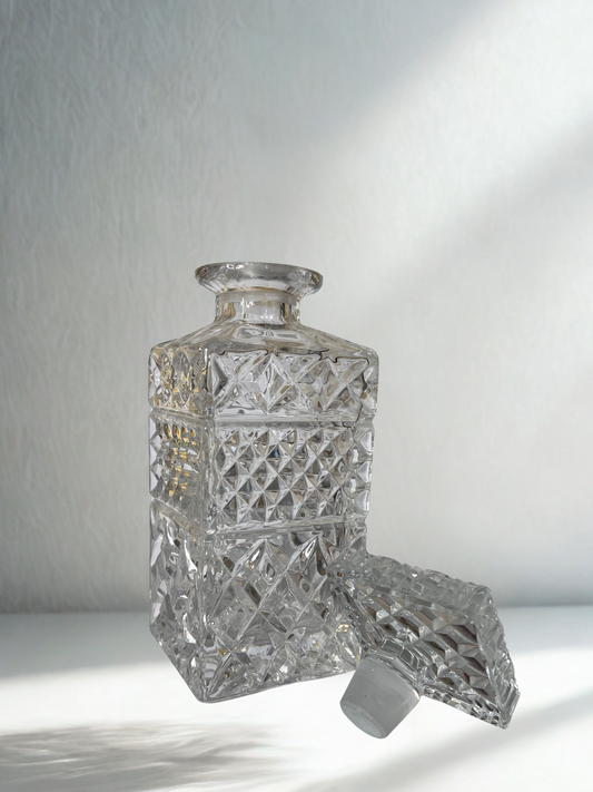Vintage Cut Crystal Whiskey Decanter with Stopper