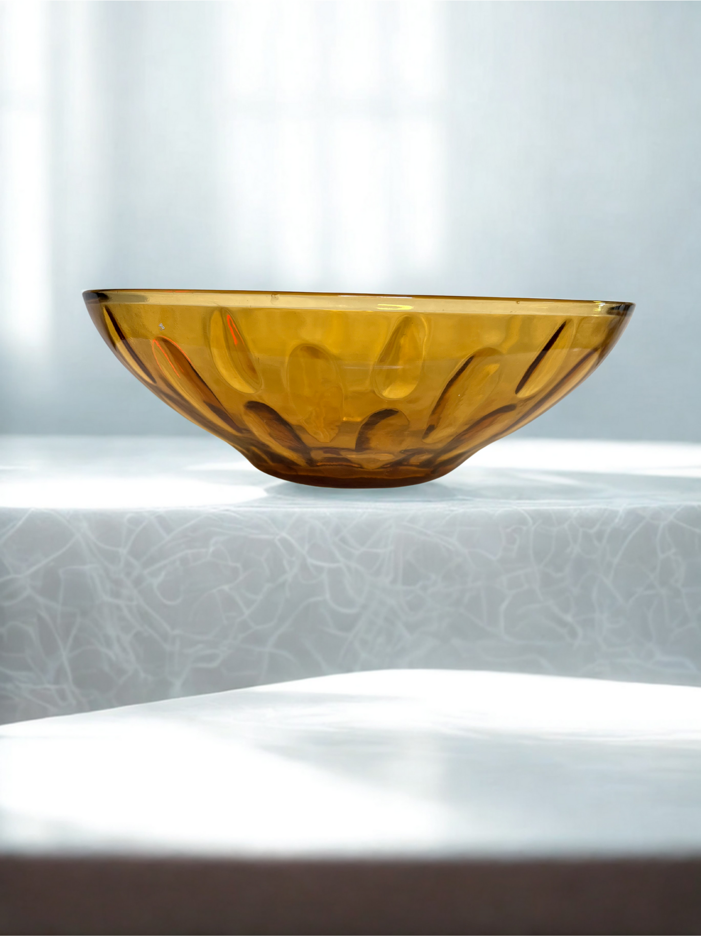 Vintage Amber Glass Bowl – Depression Style (1960s)