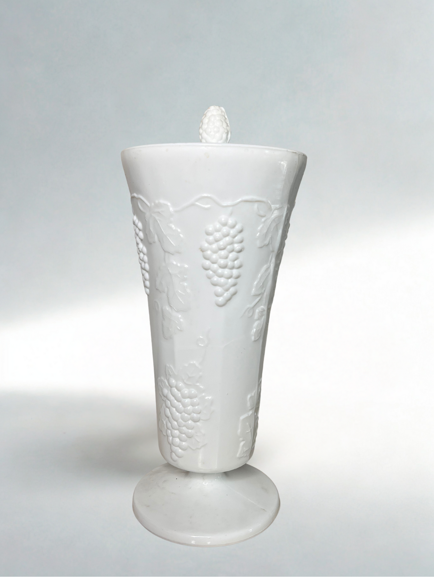 Vintage Colony Milk Glass Vase – Grape Vine Relief