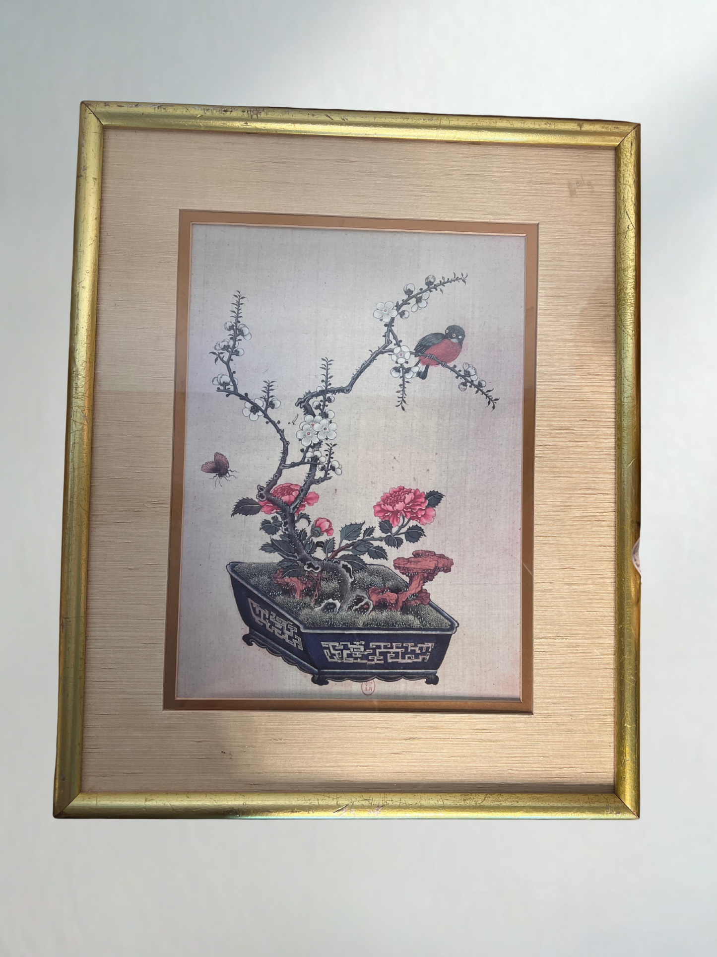 Framed Asian Botanical & Bird Print