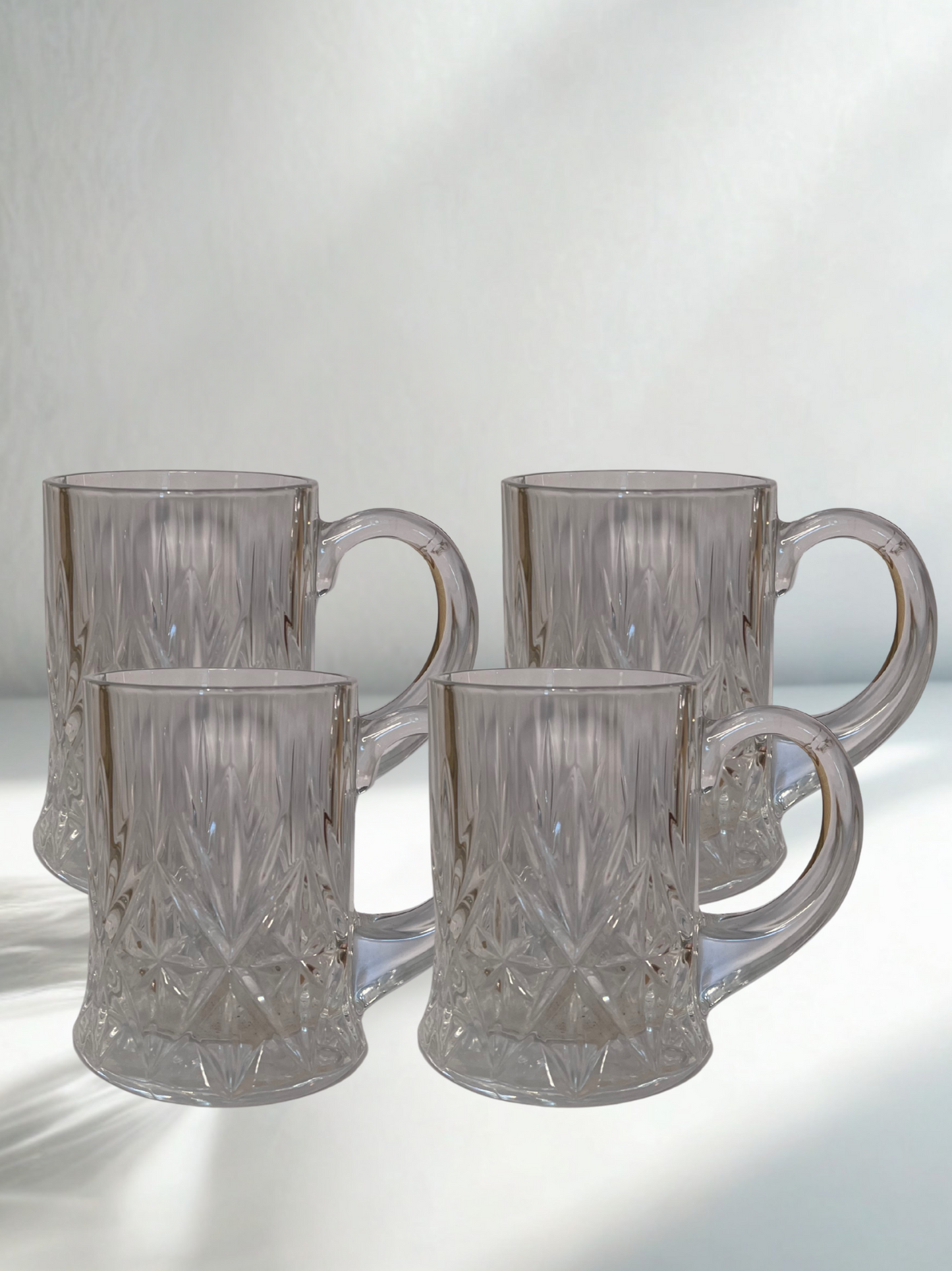 Set of 4 Vintage Cut Crystal Mugs