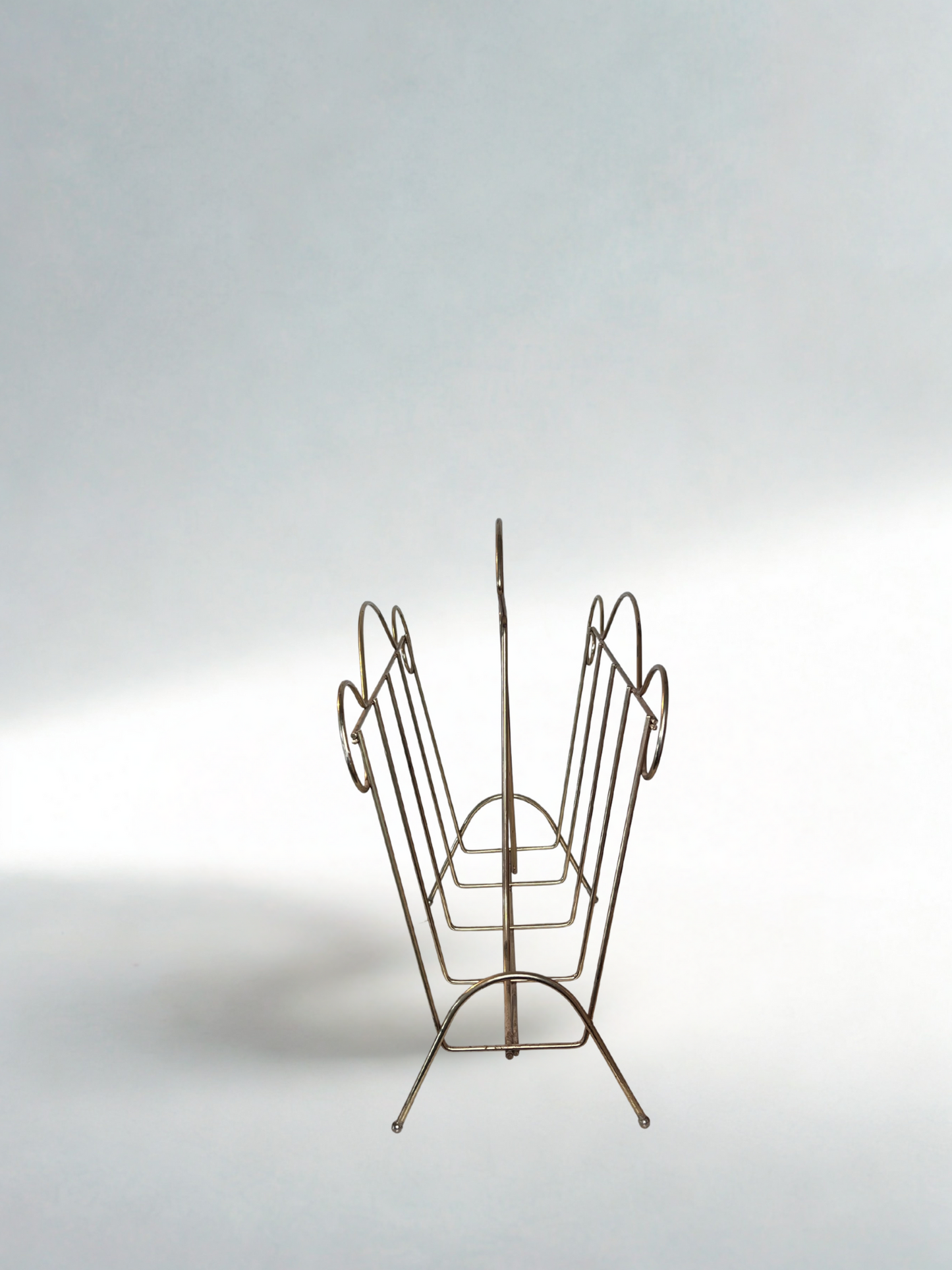 Vintage Mid-Century Brass Wire Magazine Rack