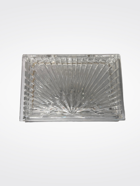 Vintage Rectangular Cut Glass Vanity Box with Starburst Lid