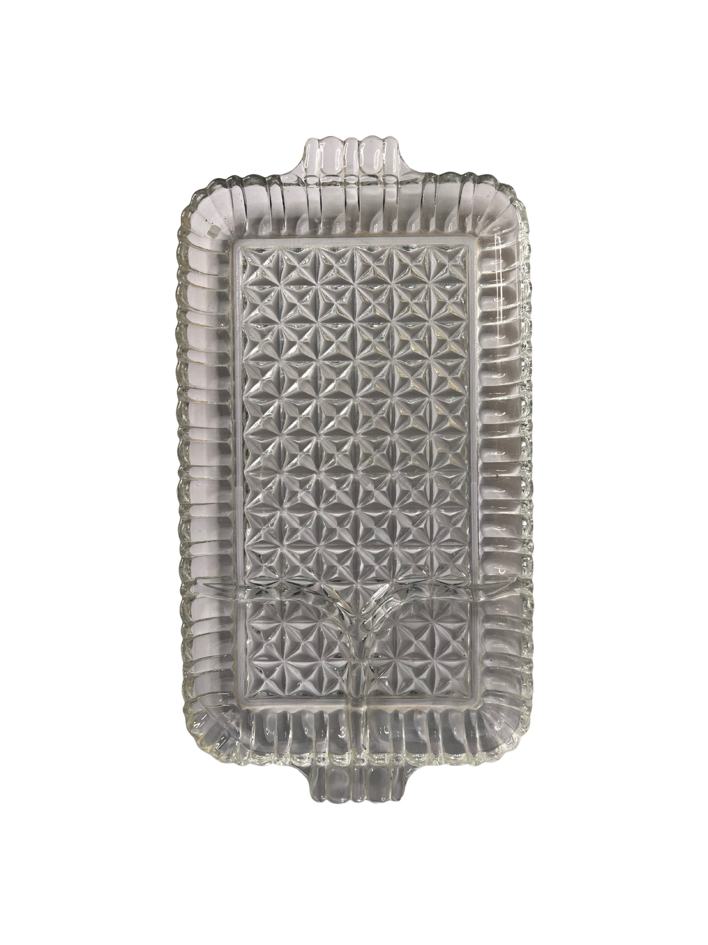 Vintage Pressed Glass Relish Tray – Rectangular with Handles