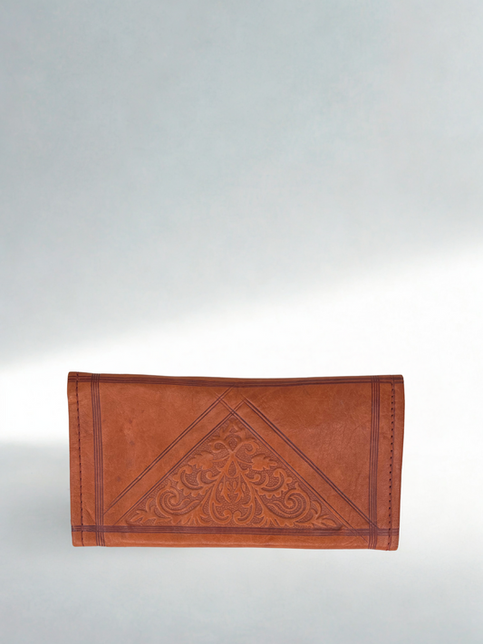 Vintage Tooled Leather Wallet – Floral Motif