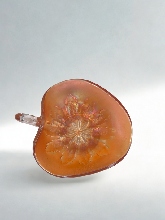 Vintage Dugan Carnival Glass Leaf Dish – Marigold Iridescent