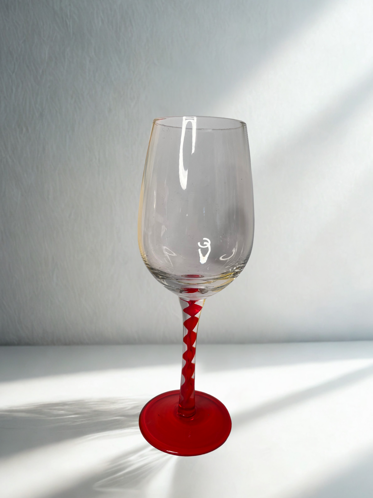 Vintage Red Twisted Stem Wine Glass