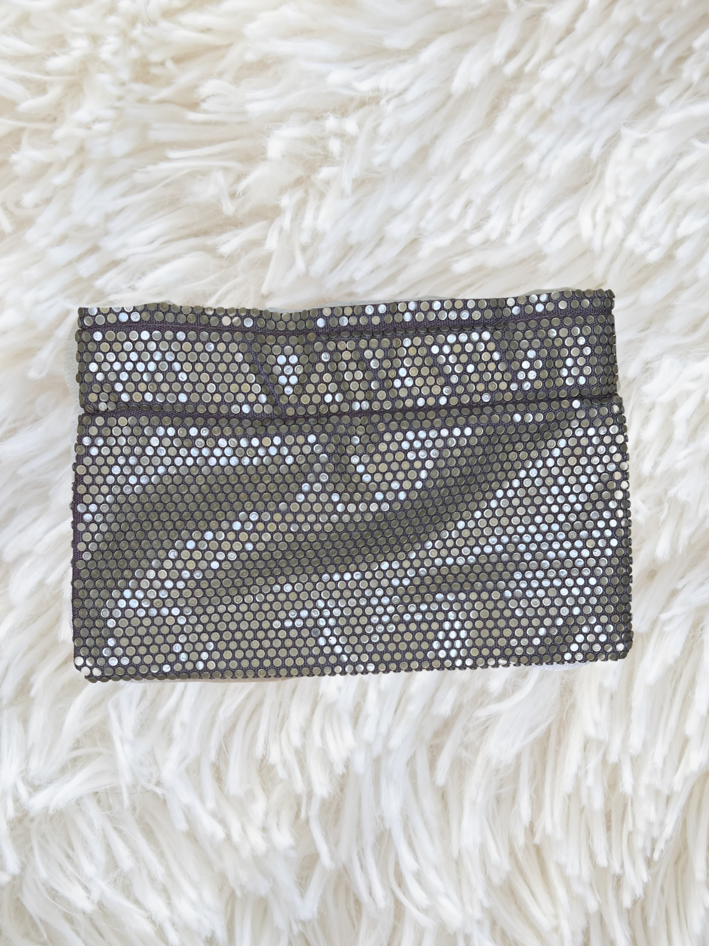 Vintage Mesh Metal Clutch in Gunmetal Silver