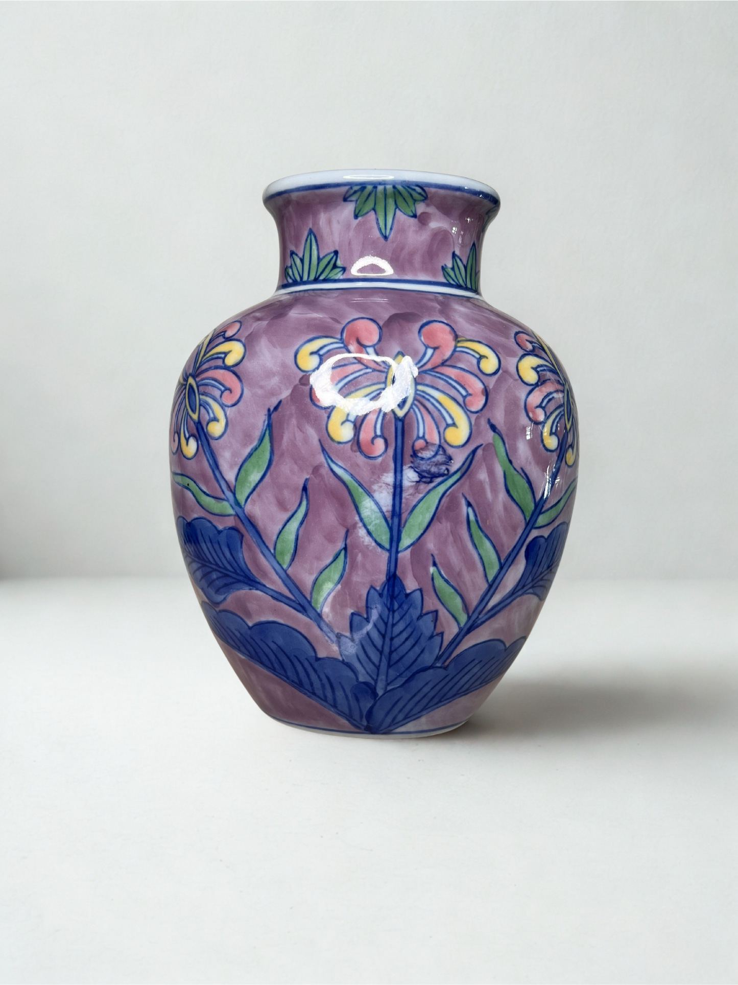 Hand-Painted Purple Floral Vase