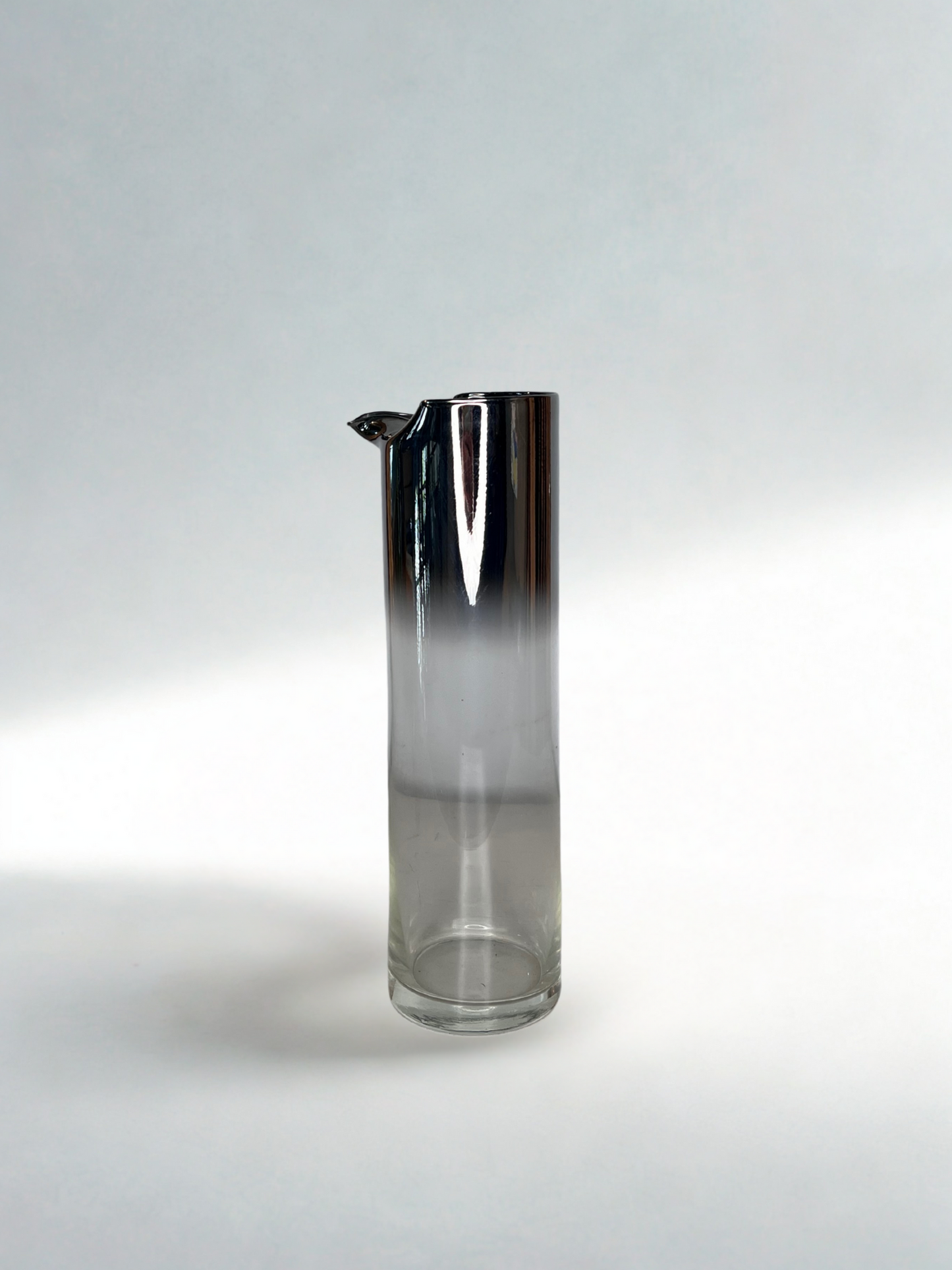 Mid-Century Modern Smoky Glass Pitcher – Chrome Ombre Finish