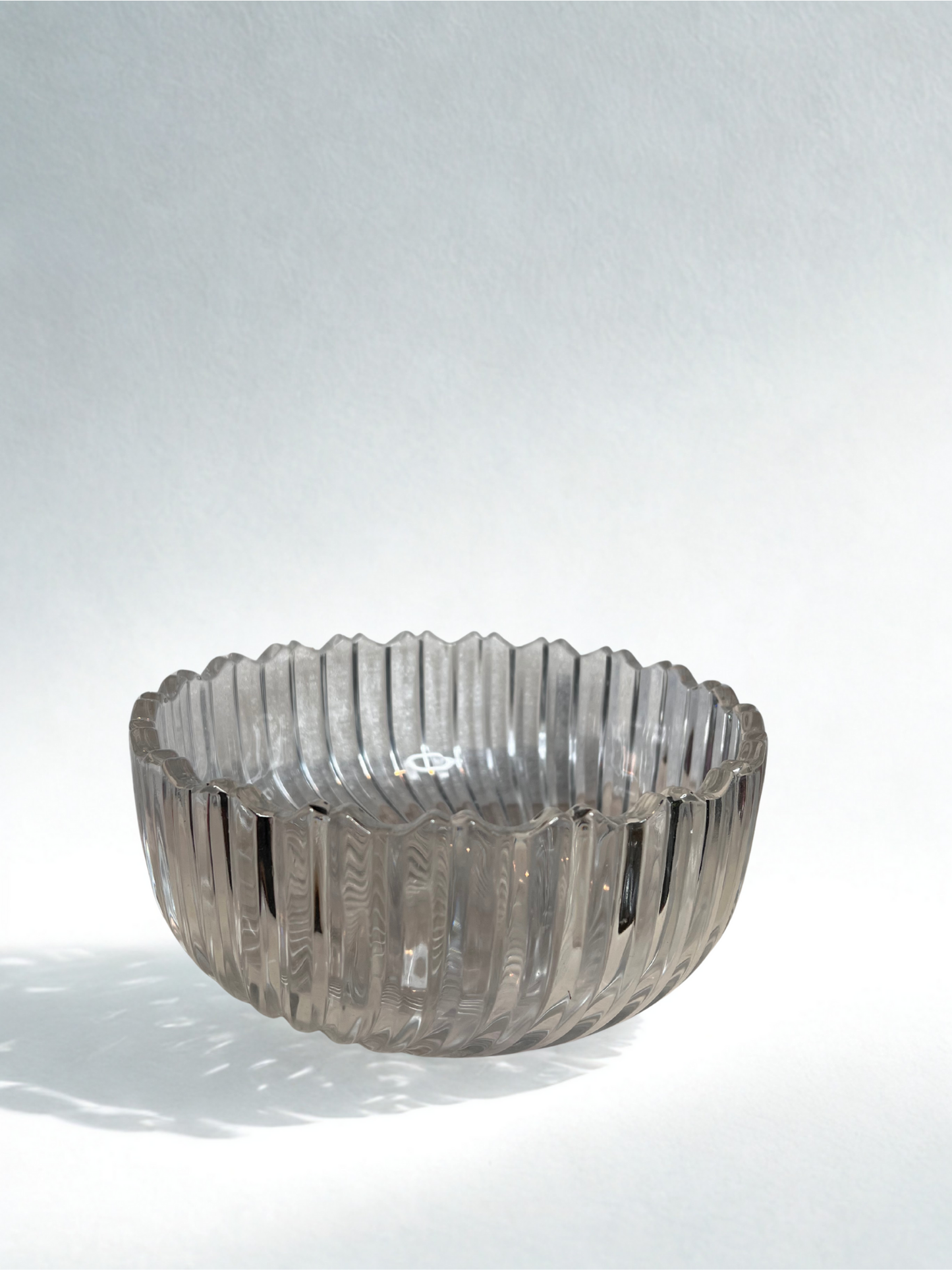 Vintage Ribbed Clear Glass Bowl – Heavy Lead Crystal Style