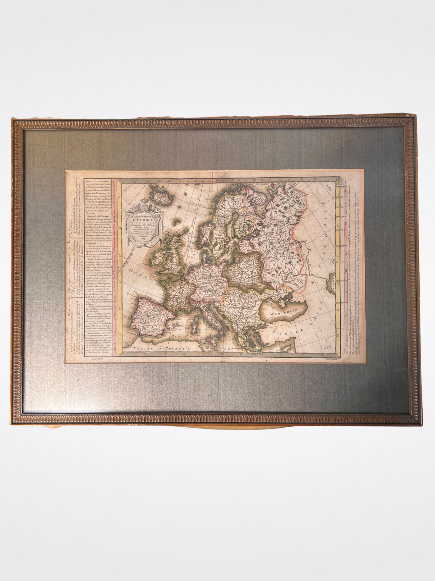 Framed Antique-Style Map of Europe – Historical Reproduction