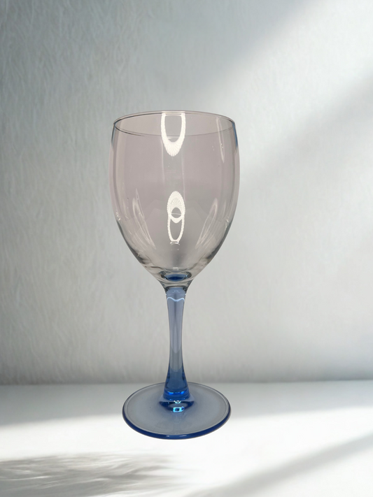 Clear Goblet with Blue Stem Base