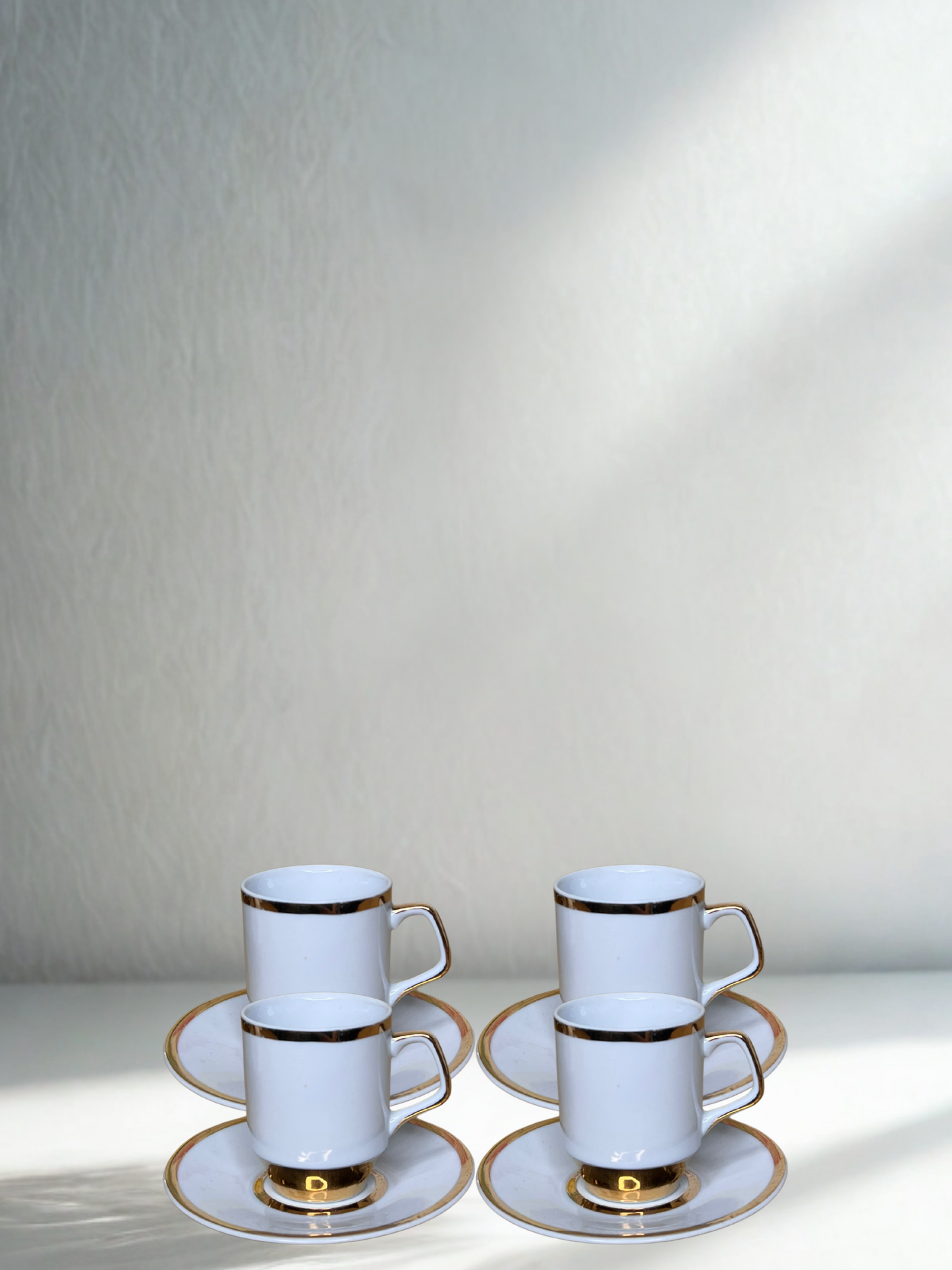Vintage Porcelain Tea & Coffee Set with Gold Trim – Full Service for 4