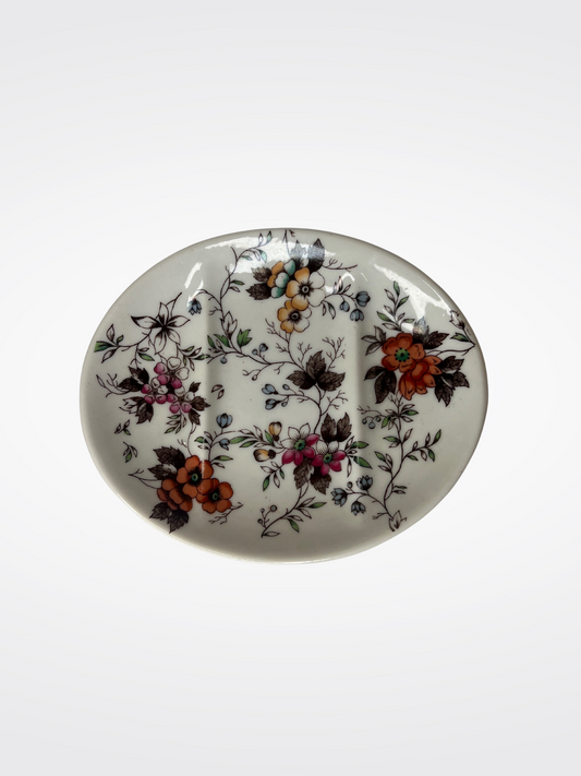 Vintage Oval Floral Ceramic Dish