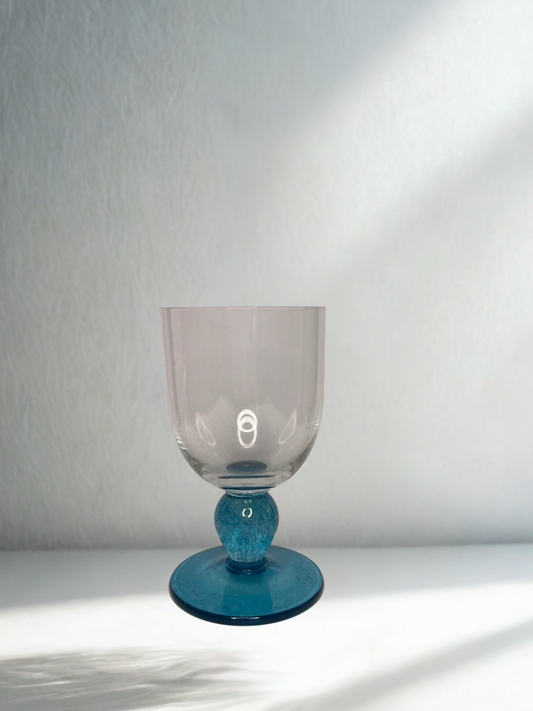 Clear Goblet with Textured Blue Base