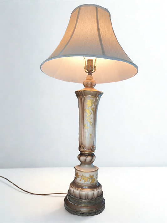 Gold Etched Pedestal Lamp - 17.3" tall