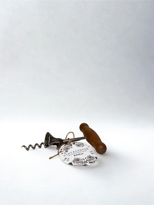 Antique Corkscrew with Wooden Handle – Vintage Barware