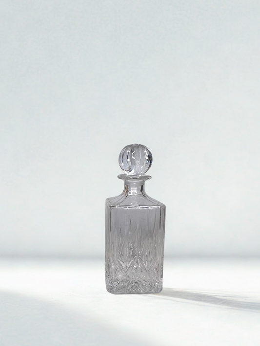 Vintage Cut Crystal Whiskey Decanter – Geometric Square Design with Stopper