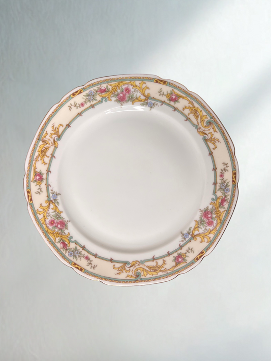 Vintage Plate with Ornate Floral Scroll Border – 8"