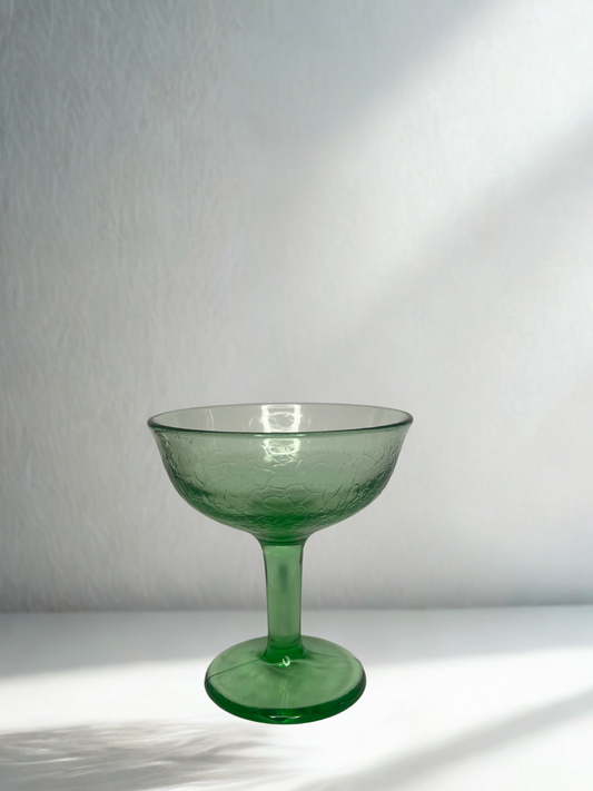 Green Textured Coupe Glass
