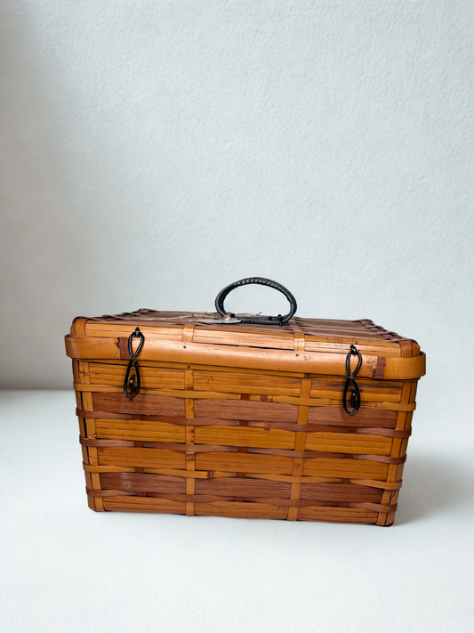 Vintage Japanese Woven Picnic Basket