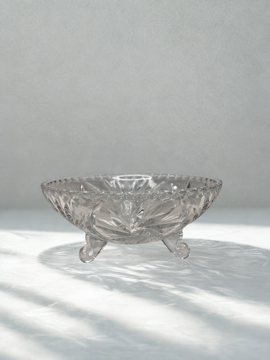 Vintage staiger deep cut Crystal Footed Bowl - Starburst Pattern