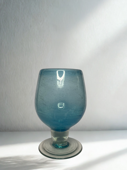 Aqua Blue Short Stem Goblet