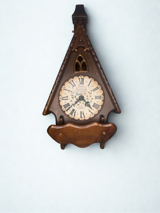 Vintage Wooden Wall Clock with Shelf