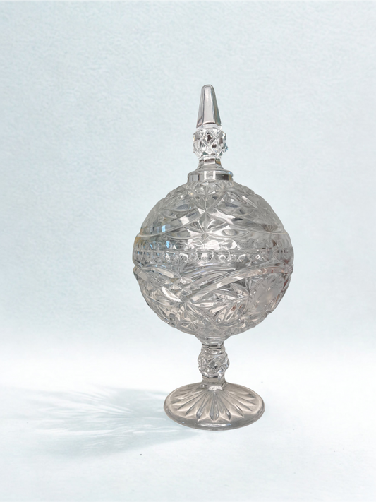 Vintage Cut Crystal Compote with Lid