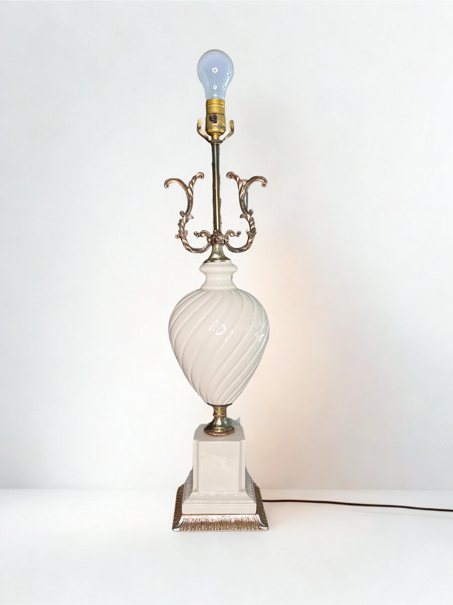 White Swirl Urn Lamp - 30.7" tall