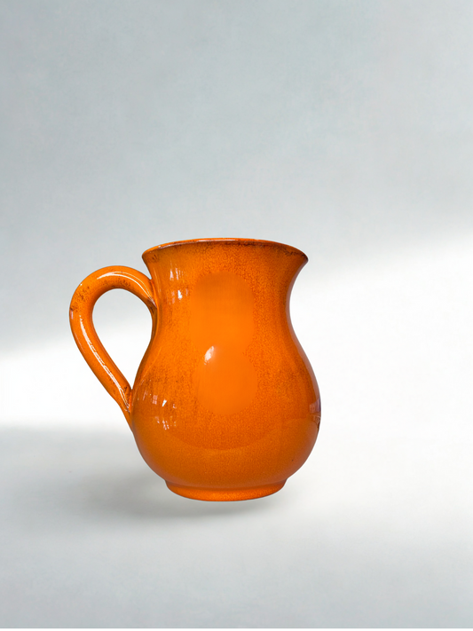 Vintage Orange Glazed Ceramic Pitcher