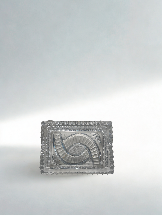 Vintage Pressed Glass Ashtray – Rectangular Cut Design