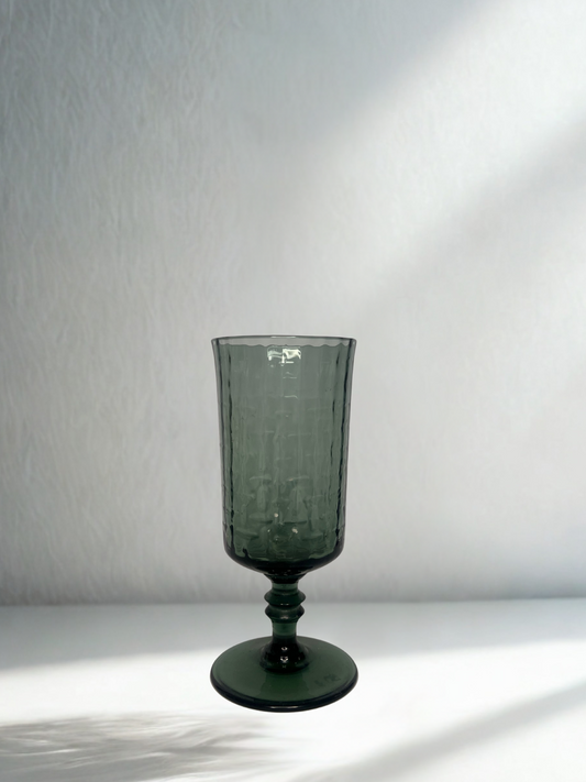 Dark Green Textured Tall Goblet