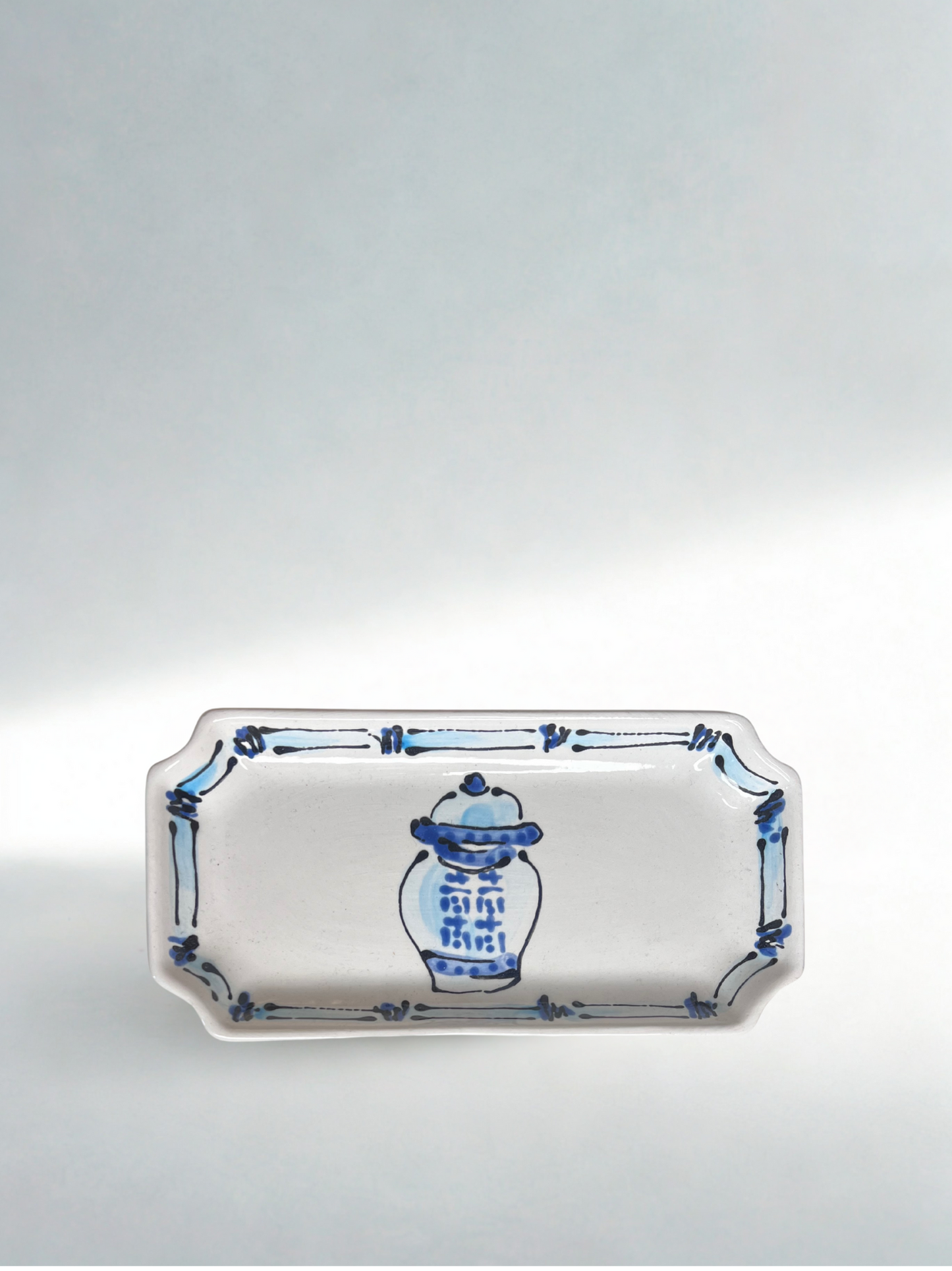 Blue & White Ginger Jar Motif Tray – Hand-Painted Ceramic